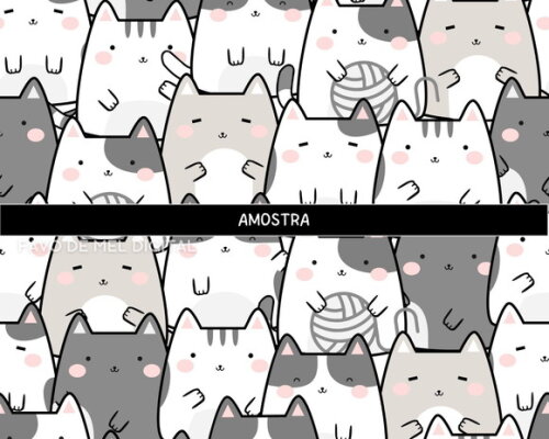 Papel Digital Jpg Gatinhos Kawaii Fundo Estampa