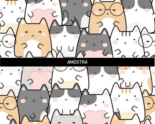 Papel Digital Jpg Gatinhos Kawaii Fundo Estampa
