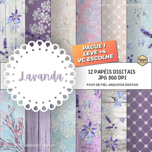 Papel Digital Lavanda Jpg Lavender Garden (pague 1 Leve 5)