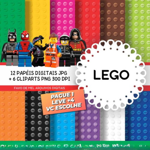 Papel Digital Lego #03 com Cliparts (pague 1 Leve 5) Png Jpg