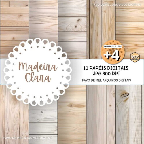 Papel Digital Madeira #2 - Textura Madeira Cor Clara Jpg