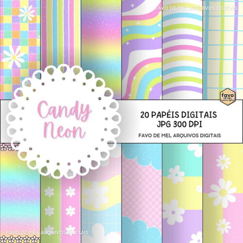 Papel Digital Neon Candy Color Jpg