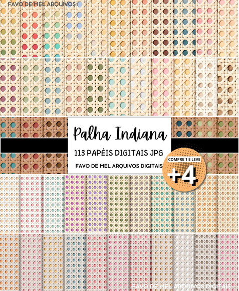 Papel Digital Palha Indiana - Combo 113 Papéis Jpg