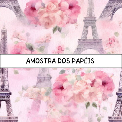 Papel Digital Paris Aquarela - Torre Eiffel Aquarelada