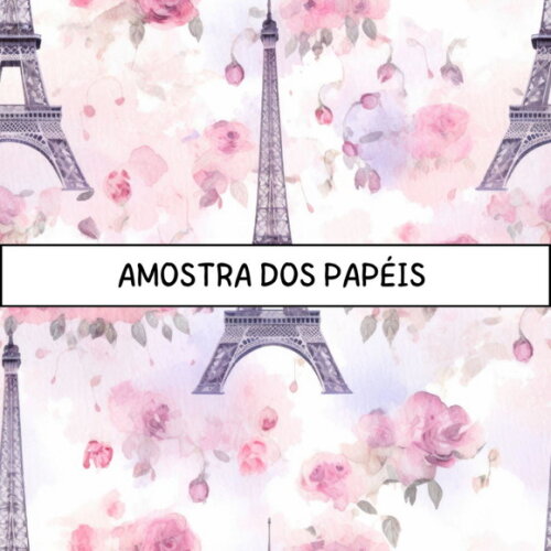 Papel Digital Paris Aquarela - Torre Eiffel Aquarelada