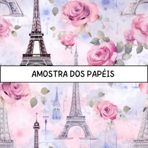 Papel Digital Paris Aquarela - Torre Eiffel Aquarelada