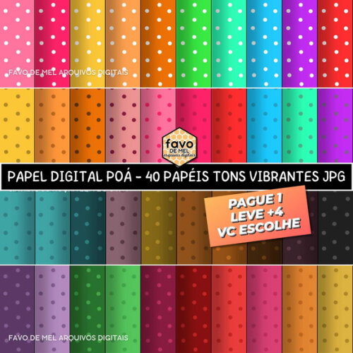 Papel Digital Poá Colorido Vibrante Jpg (pague 1 Leve 5)