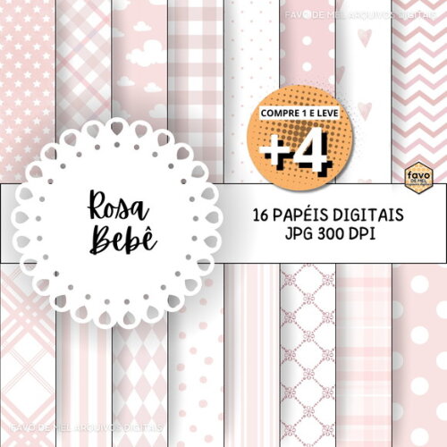 Papel Digital Rosa Bebê Jpg (pague 1 Leve 5)