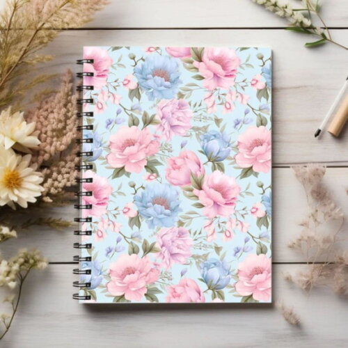 Papel Digital Rosa e Azul Floral - Rococo Pink And Blue