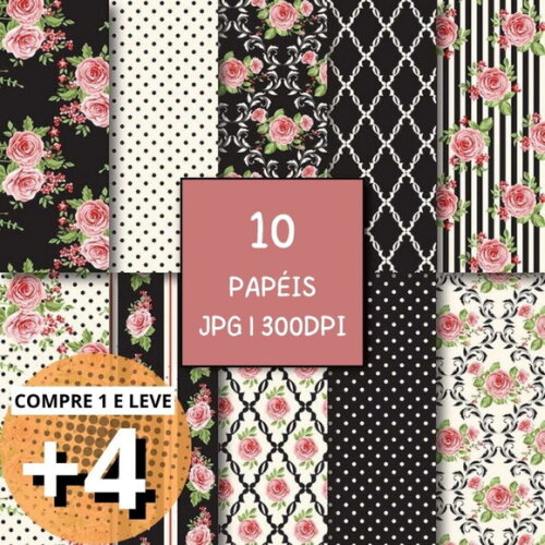 Papel Digital Shabby Chic 04 - Black Cream