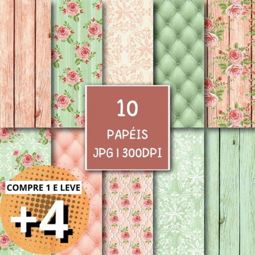 Papel Digital Shabby Chic 01 - Peach Green