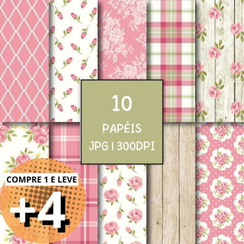 Papel Digital Shabby Chic 03 - Pink Wood Rose