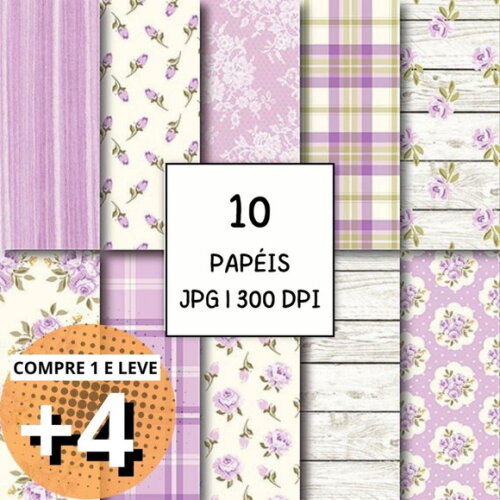 Papel Digital Shabby Chic 11 - Lilás Violeta - Lilac