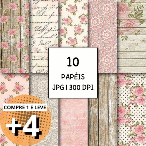 Papel Digital Shabby Chic 09 - Romântico Wood And Lace