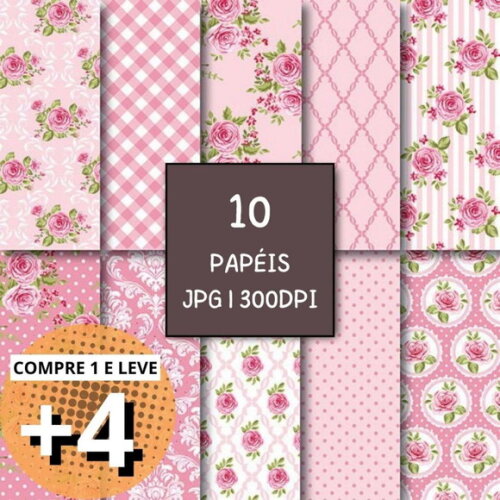 Papel Digital Shabby Chic 06 - Floral Pink Roses