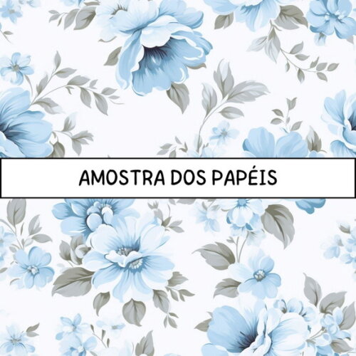 Papel Digital Shabby Chic Azul Floral - Blue