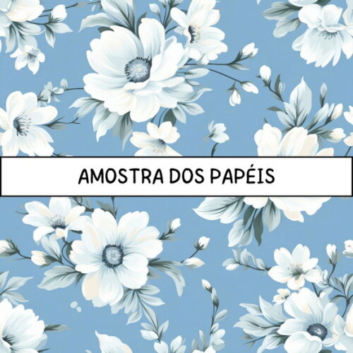 Papel Digital Shabby Chic Azul Floral - Blue