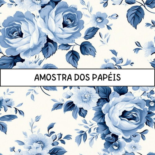 Papel Digital Shabby Chic Azul Floral - Blue