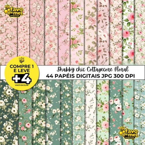Papel Digital Shabby Chic Cottagecore Floral