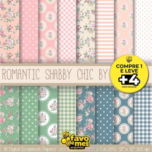 Papel Digital Shabby Chic Floral Romântico Jpg