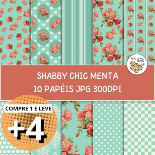 Papel Digital Shabby Chic Menta