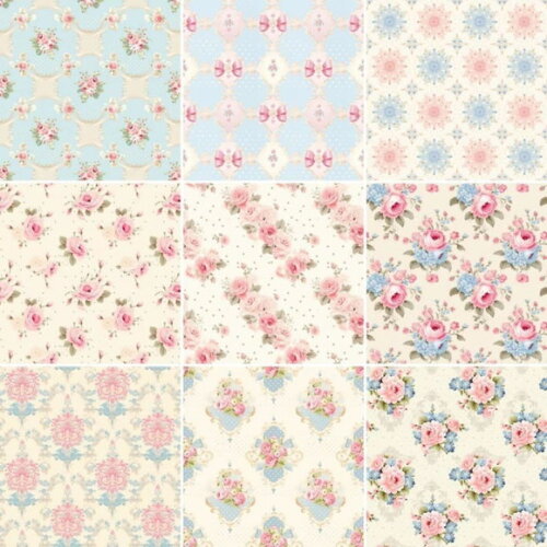 Papel Digital Shabby Chic Rosa e Azul Floral - Rococo