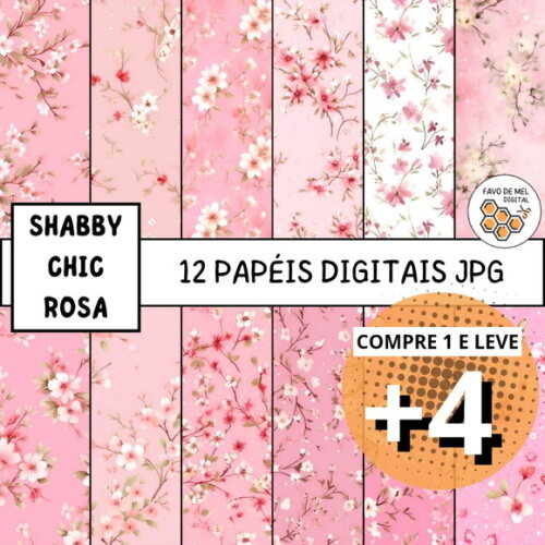 Papel Digital Shabby Chic Rosa Floral