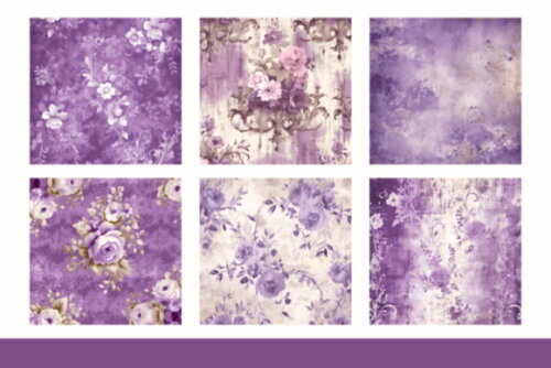 Papel Digital Shabby Chic Roxo Floral - Vintage Purple