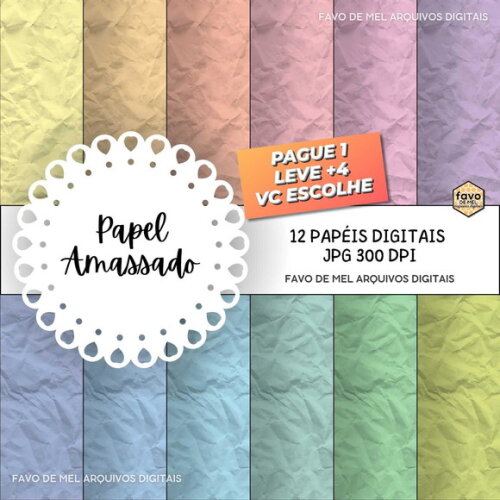 Papel Digital Textura Amassado Tons Pastel Candy Color Jpg