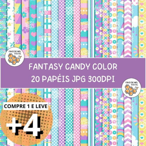 Papel Digital Tons Pastéis Candy Color - Fantasy Unicórnio