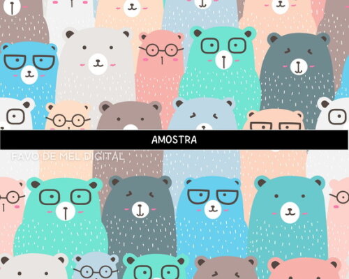 Papel Digital Ursinhos Kawaii Fundo Jpg Estampa de Ursinho
