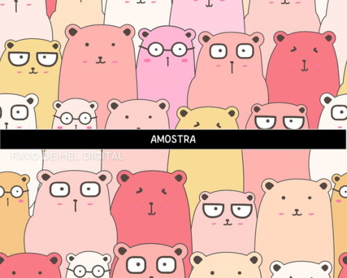Papel Digital Ursinhos Kawaii 2 Fundo Jpg Estampa de Ursinho