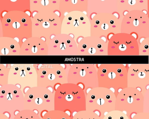 Papel Digital Ursinhos Kawaii Fundo Jpg Estampa de Ursinho