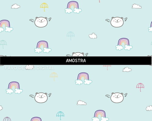 Papel Digital Ursinhos Kawaii 2 Fundo Jpg Estampa de Ursinho