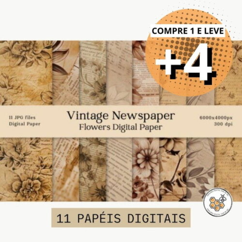 Papel Digital Vintage 06 Floral Retrô