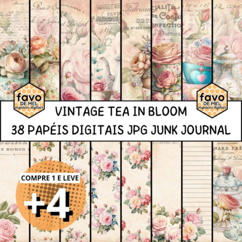 Papel Digital Vintage 102 - Tea In Bloom | Chá Floral