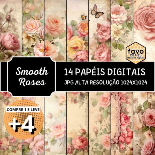 Papel Digital Vintage 103 Rosas - Smooth Roses