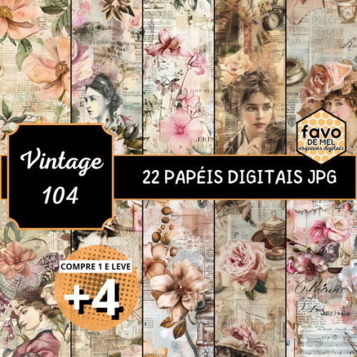 Papel Digital Vintage 104 - Roses Books And Ladies