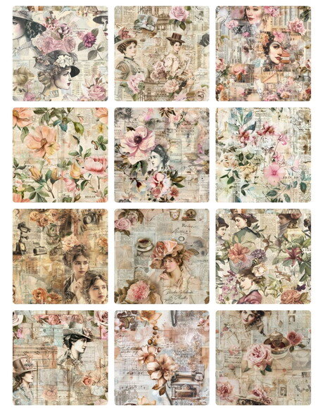 Papel Digital Vintage 104 - Roses Books And Ladies