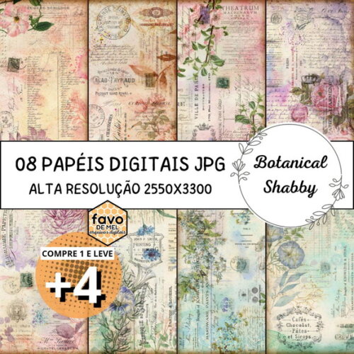 Papel Digital Vintage 105 - Botanical Shabby