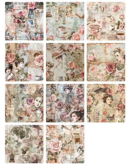 Papel Digital Vintage 104 - Roses Books And Ladies