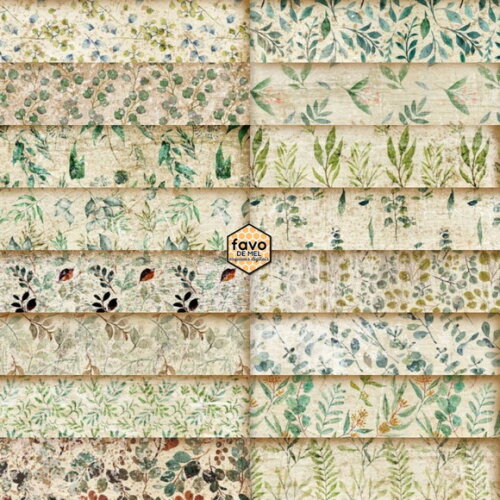 Papel Digital Vintage 106 - Folhas Verdes Greenery