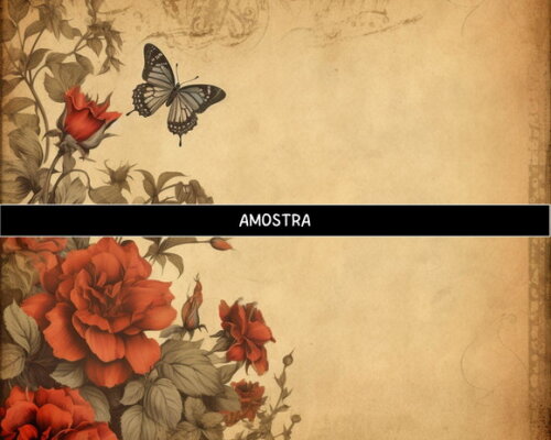 Papel Digital Vintage 111 - Rosas Vermelhas Antique Red