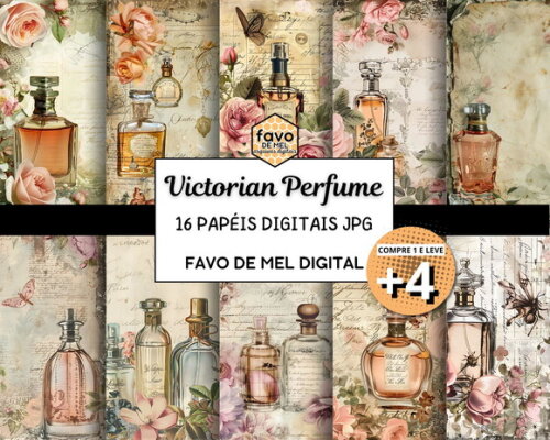 Papel Digital Vintage 114 Victorian Perfume (pague 1 Leve +4
