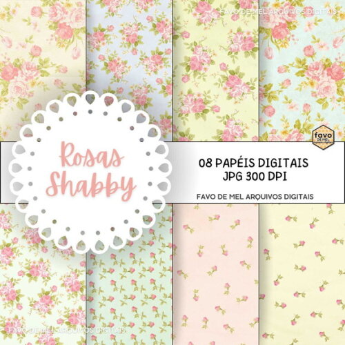 Papel Digital Vintage 120 - Rosas Shabby Jpg