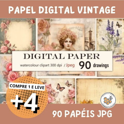Papel Digital Vintage 23 - Floral Feminino