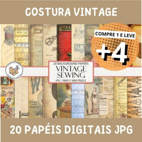 Papel Digital Vintage 22 - Costura Vintage (sewing)