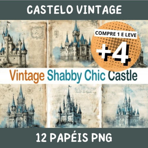 Papel Digital Vintage 25 - Castelo Medieval Shabby Chic