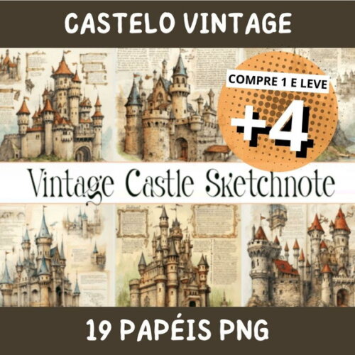 Papel Digital Vintage 24 - Castelo Vintage Medieval