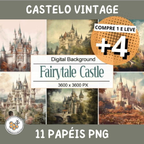 Papel Digital Vintage 27 - Castelo Fairytale